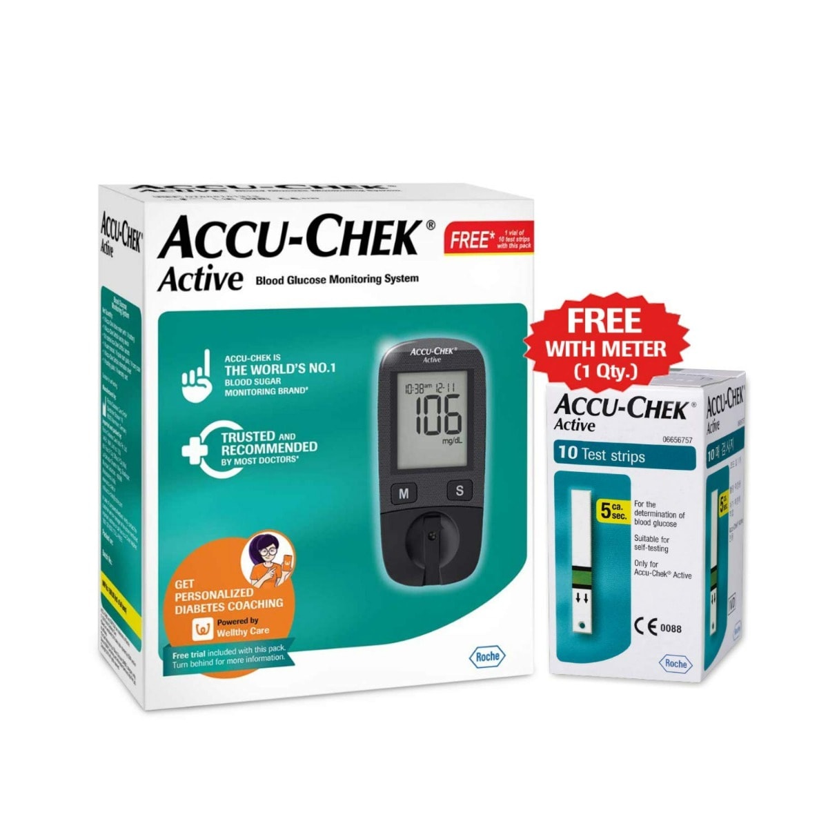 ACCU-CHEK Active Glucose Monitor  with  10 Strips